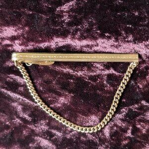 Classic Vintage HICKOK Tie Bar Clip - 10K Gold Plated with Chain, Excellent Gift